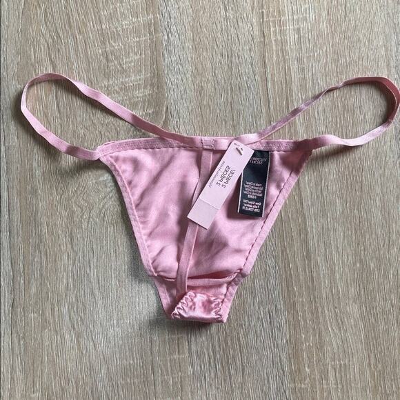 Victoria's Secret Babydoll Nighty size M NWT New Pink Satin Matching T-thong - Picture 7 of 10